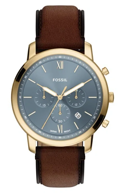 Fossil Men's Neutra Chronograph Brown Leather Watch, 44mm