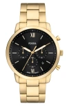 Fossil Men's Neutra Chronograph Gold-tone Stainless Steel Watch, 44mm In Gold
