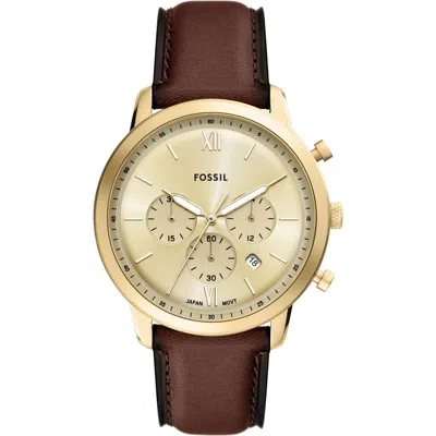 Fossil Neutra Chronograph Brown Leather Watch, 44mm