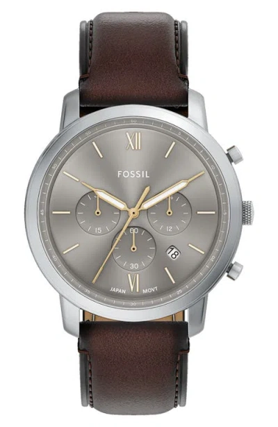 Fossil Neutra Chronograph Leather Strap Watch, 44mm In Multi