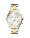 Fossil Neutra Chronograph Two Tone Stainless Steel Watch, 44mm In Silver/two Tone
