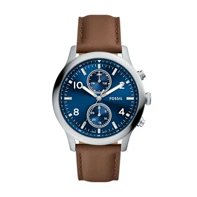 Fossil Outlet Men's Bennett Multifunction Brown Leather Watch