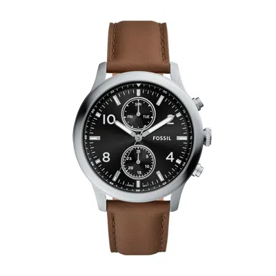 Fossil Outlet Men's Bennett Multifunction Brown Leather Watch