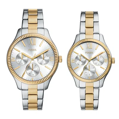 Fossil Outlet Men's Rye Multifunction Two-tone Stainless Steel Watch In Gold