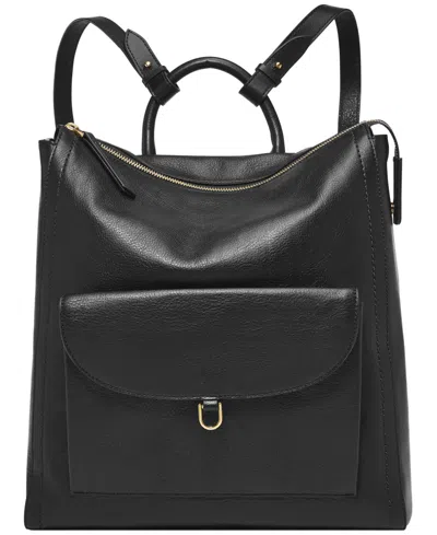 Fossil Parker Leather Backpack Bag In Black