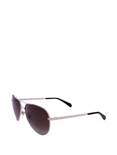 Fossil 파일럿 프레임 더블 브리지 선글라스 In Silver