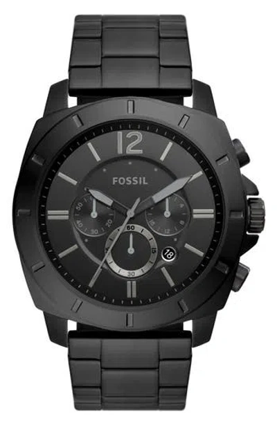 Fossil Privateer Chronograph Bracelet Watch, 48mm In Black