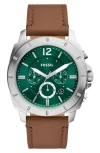 FOSSIL PRIVATEER CHRONOGRAPH LEATHER STRAP WATCH, 45MM