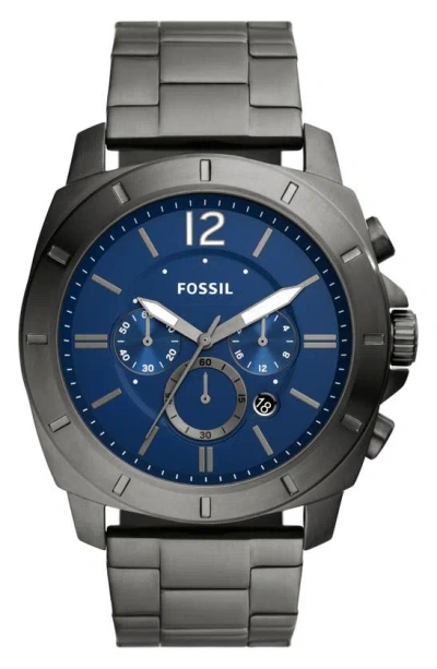 Fossil Privateer Chronograph Quartz Stainless Steel Bracelet Watch, 48mm In Smoke