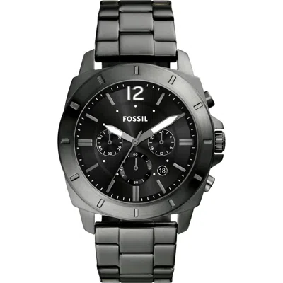 Fossil Privateer Chronograph Smoke Stainless Steel Watch In Black