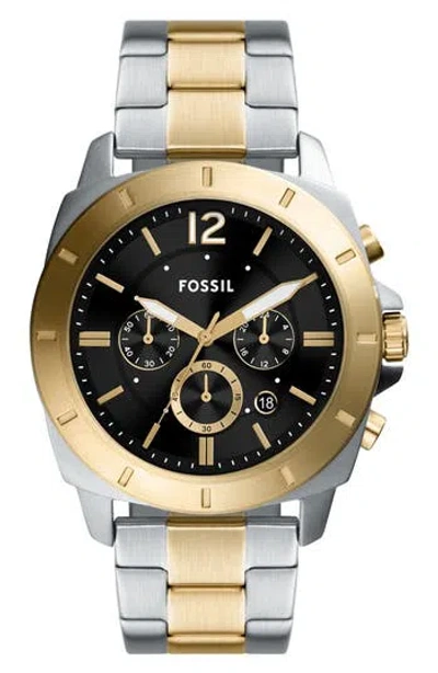 Fossil Privateer Chronograph Two-tone Stainless Steel Watch In Purple