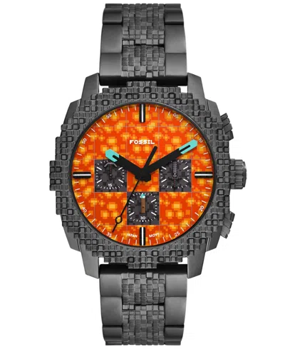 Fossil Quartz Minecraft The Nether Chronograph Stainless Steel Watch 44mm In Orange