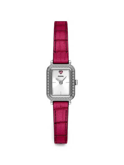 Fossil Raquel Heart-motif 18mm Watch In Pink
