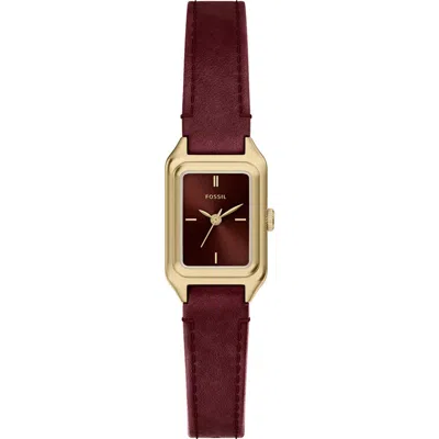 Fossil Raquel Mini Leather Strap Watch In Gold