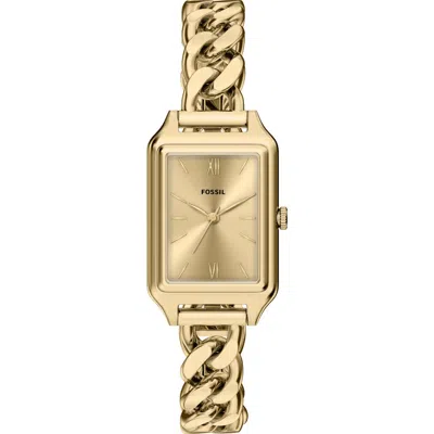 Fossil Raquel Tank Curb Chain Bracelet Watch, 23mm X 38mm In Gold