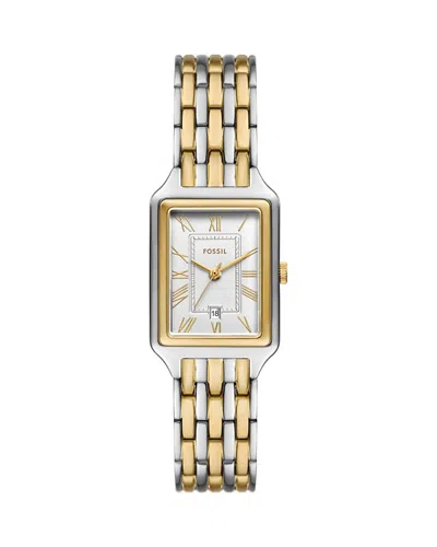 Fossil Raquel Three Hand Watch, 23mm X 38mm In Silver/two Tone