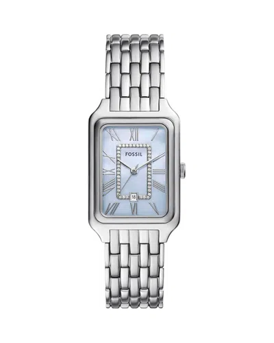Fossil Women's Raquel Three-hand Date Stainless Steel Watch, 26mm In Silver Blue