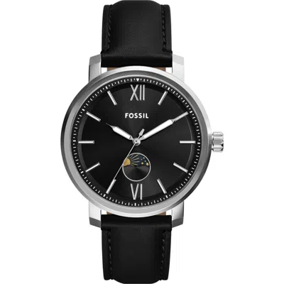 Fossil Rhett Leather Strap Multifunction Watch, 43mm In Silver