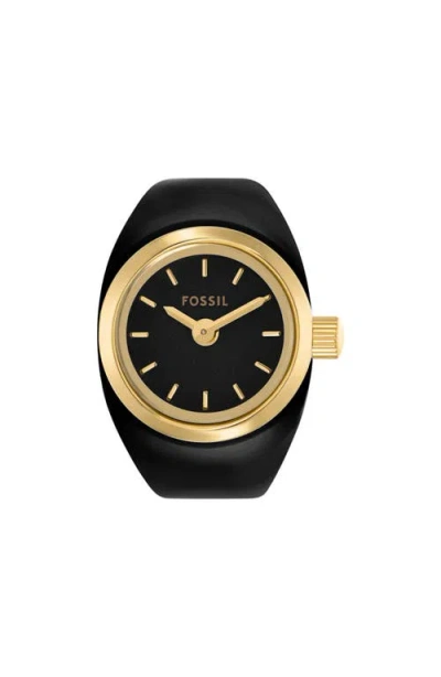 Fossil Ring Watch, 15mm In Black/gold