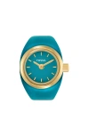 Fossil Ring Watch, 15mm In Blue/gold