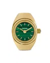Fossil Women's Two-hand Gold-tone Stainless Steel Ring Watch, 15mm In Green/gold