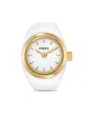 Fossil Women's Watch Ring Two-hand Gold-tone Stainless Steel In White