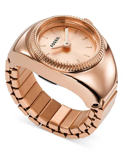 Fossil Women's Ring Watch Two-hand Rose Gold-tone Stainless Steel Bracelet Watch, 15mm In Gold / Gold Tone / Rose / Rose Gold / Rose Gold Tone
