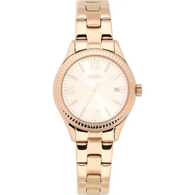 Fossil Rye Rose Gold Tone Bracelet Watch, 30mm