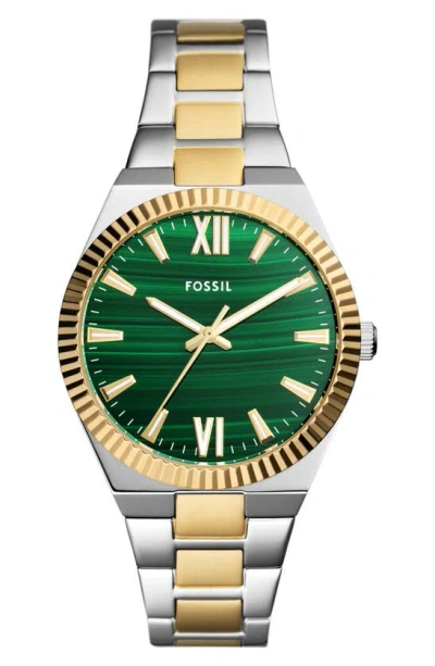 Fossil Women's Scarlette Three-hand Two-tone Stainless Steel Watch 38mm In Green/two-tone