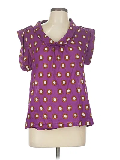 Pre-owned Fossil Short Sleeve Blouse In Purple