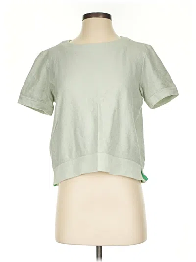 Pre-owned Fossil Short Sleeve Top Green Crew Neck Tops