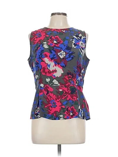 Pre-owned Fossil Sleeveless Silk Top Blue Boatneck Tops