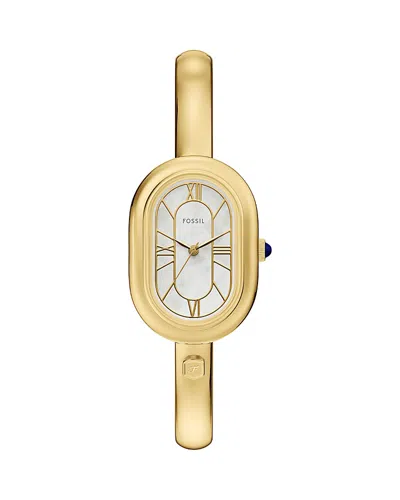FOSSIL SLOAN THREE-HAND GOLD-TONE STAINLESS STEEL BANGLE WATCH, 25MM X 36MM