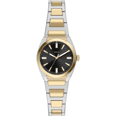 Fossil Small Everett Bracelet Watch, 27mm In Two Tone/black