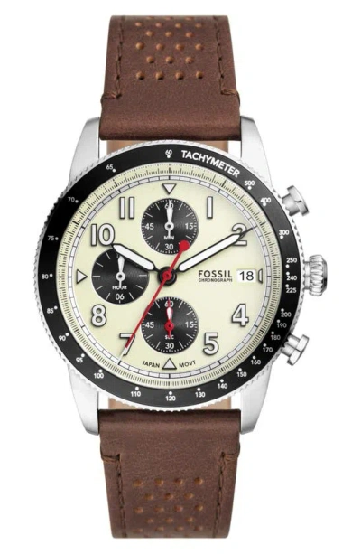 Fossil Men's Sport Tourer Chronograph Brown Litehideleather Watch 42mm