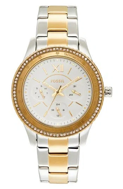 Fossil Stella Sport Crystal Multifunction Two-tone Bracelet Watch, 37mm