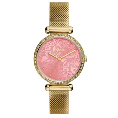 Fossil Tillie Quartz Crystal Pink Dial Ladies Watch Bq3777 In Gold