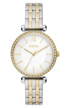Fossil Tillie Three Hand Quartz Cz Bezel Bracelet Watch, 36mm In Gold