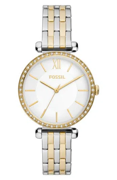 Fossil Tillie Three Hand Quartz Cz Bezel Bracelet Watch, 36mm In Gold