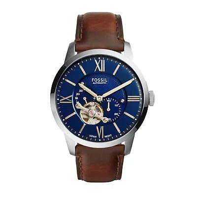 Pre-owned Fossil Townsman Analog Blue Dial Men's Leather Watch-me3110