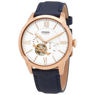 Fossil Townsman Auto Chronograph Automatic White Dial Men's Watch Me3171 In Blue / Gold Tone / Rose / Rose Gold Tone / White