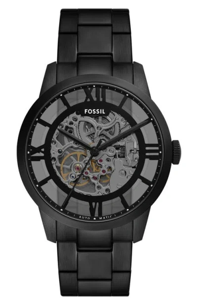 Fossil Townsman Automatic Black Stainless Steel Watch, 44mm