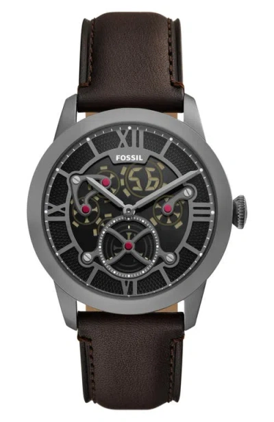 Fossil Townsman Big Tic Ana-digi Watch, 42mm In Brown