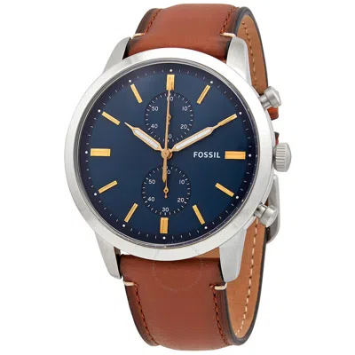 Fossil Townsman Chronograph Blue Dial Men's Watch Fs5279 In Brown