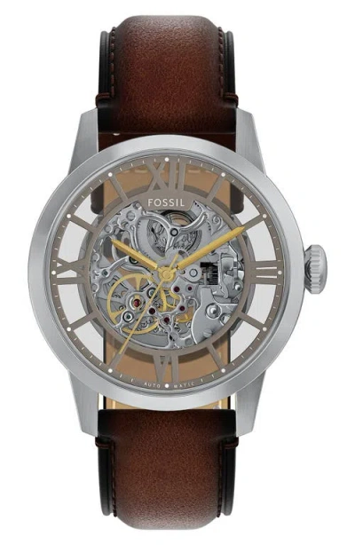 Fossil Townsman Leather Strap Watch, 44mm In Brown