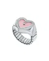 Fossil Women Heart Watch Ring Watch In Pink/silver