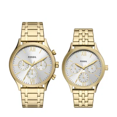 Fossil Unisex Fenmore Multifunction, Gold-tone Stainless Steel Watch Set