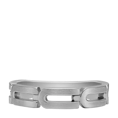 Fossil Unisex Heritage D-link Chain Stainless Steel Band Ring, Jf046930405 In Metallic