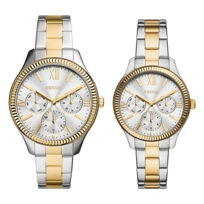 Fossil His And Hers Multifunction Two-tone Stainless Steel Watch Set, 42mm 36mm