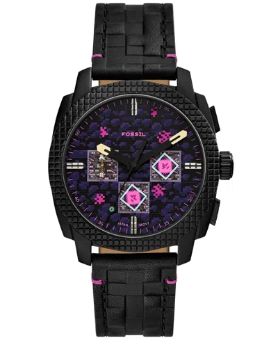 Fossil Unisex Minecraft Quartz The End Leather Watch 44mm In Black